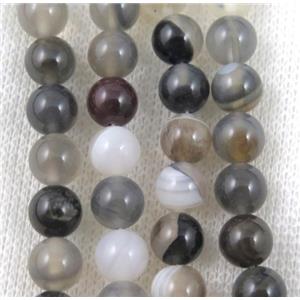 gray agate beads, round, approx 8mm dia