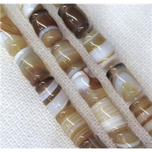 coffee stripe Agate beads, bamboo, approx 8x12mm