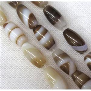 coffee stripe Agate barrel beads, approx 8x15mm