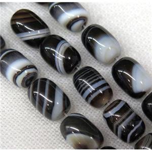 black stripe Agate barrel beads, approx 10x13mm
