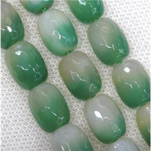 green Agate beads, faceted barrel, approx 12x16mm, 24pcs per st