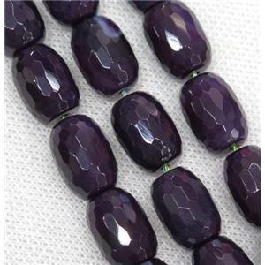 deep purple Agate beads, faceted barrel, approx 12x16mm, 24pcs per st