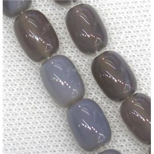 gray Agate barrel Beads, approx 10x15mm, 28pcs per st