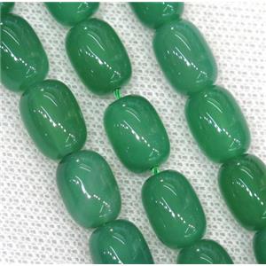 green Agate barrel Beads, approx 10x15mm, 28pcs per st