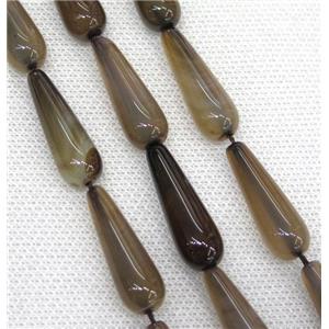 smoky Agate teardrop beads, approx 10x30mm, 13pcs per st