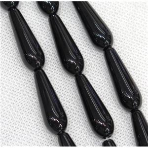 black Agate teardrop beads, approx 10x30mm, 13pcs per st