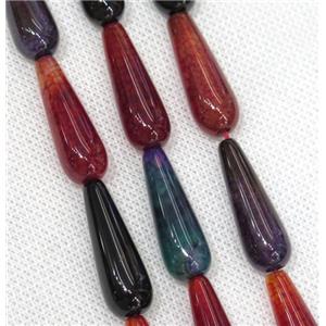 Agate teardrop beads, approx 10x30mm, 13pcs per st