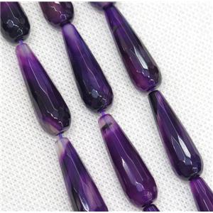 purple Agate beads, faceted teardrop, approx 10x30mm, 13pcs per st