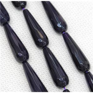 darkpurple Agate beads, faceted teardrop, approx 10x30mm, 13pcs per st