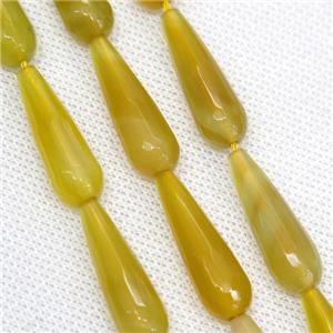 yellow Agate beads, faceted teardrop, approx 10x30mm, 13pcs per st