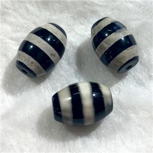 black tibetan style agate beads, oval, approx 10x14mm