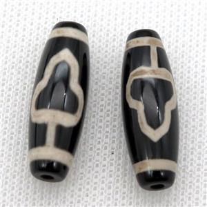 black tibetan style agate beads, oval, approx 10-40mm