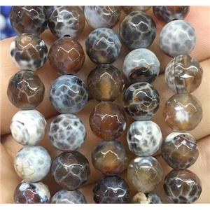 caffee Fire Agate beads, faceted round, approx 10mm dia