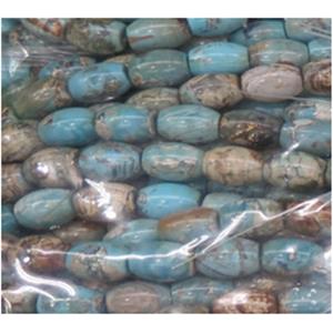 Agate oval beads, turq, approx 13-18mm