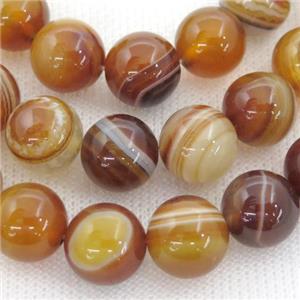 Natural Stripe Agate Beads Banded Ambergold Dye Smooth Round, approx 8mm dia