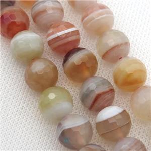 lt.red Striped Agate Beads, faceted round, A grade, approx 16mm dia