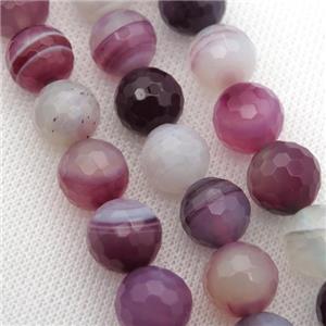 lt.purple Striped Agate Beads, faceted round, A grade, approx 12mm dia