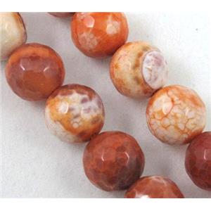 red Fire Agate Stone beads, faceted round, 12mm dia, approx 31pcs per st