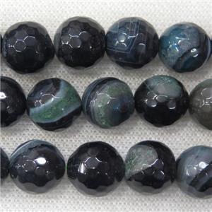 green Druzy Agate beads, faceted round, approx 12mm dia