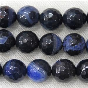 blue Druzy Agate beads, faceted round, approx 8mm dia