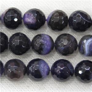 purple Druzy Agate beads, faceted round, approx 12mm dia