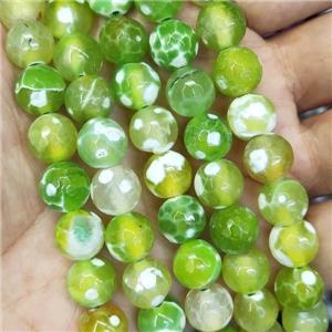 olive Fire Agate Beads, faceted round, approx 8mm dia