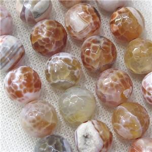 lt.red Fire Agate Beads, faceted round, approx 12mm dia
