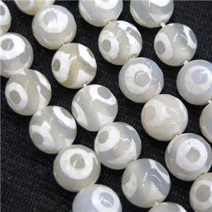 faceted round Tibetan Agate Beads, eye, approx 10mm dia