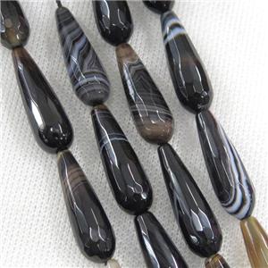 black stripe Agate beads, faceted teardrop, approx 10x30mm