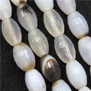 heihua Agate beads, faceted barrel, approx 8-12mm