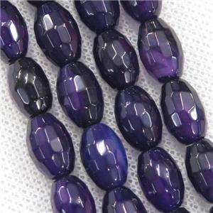 purple Agate beads, faceted barrel, approx 8-12mm