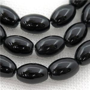 black Onyx Agate barrel beads, approx 6x9mm