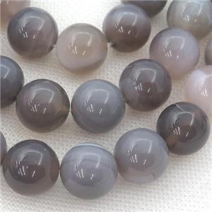 round natural Gray Agate Beads, approx 16mm dia