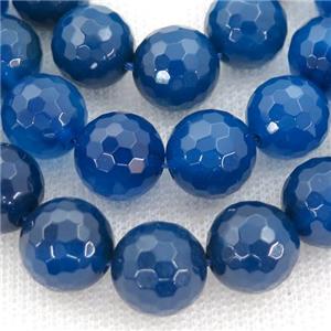 natural Agate Beads, blue treated, faceted round, approx 12mm dia