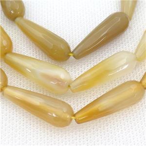 yellow Agate beads, faceted teardrop, approx 10x30mm