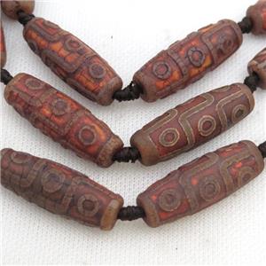 red Tibetan Dzi Agate rice beads, eye, rough, approx 14-40mm
