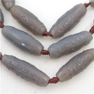 grey Agate rice beads, carved, approx 14-40mm