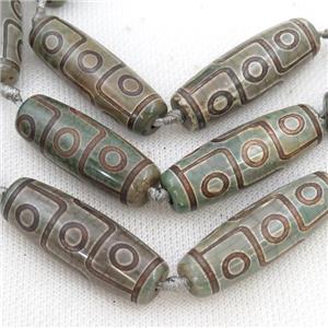 green Tibetan Dzi Agate rice beads, evil eye, approx 14-40mm