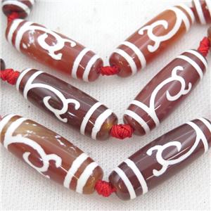 red Tibetan Agate rice beads, approx 14-40mm