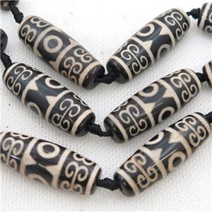 black white Tibetan Agate rice beads, approx 14-40mm