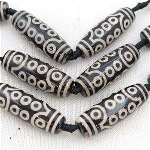 white black Tibetan Dzi Agate rice beads, 21eyes, approx 14-40mm