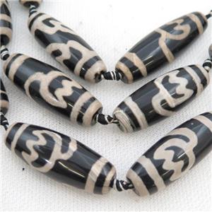 black Tibetan Agate rice beads, approx 14-40mm