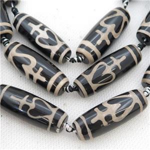 black Tibetan Agate rice beads, approx 14-40mm