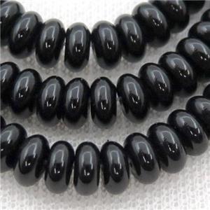 Black Onyx Agate Rondelle Beads, approx 4x6mm