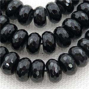Black Onyx Agate Beads, Faceted Rondelle, approx 6x10mm