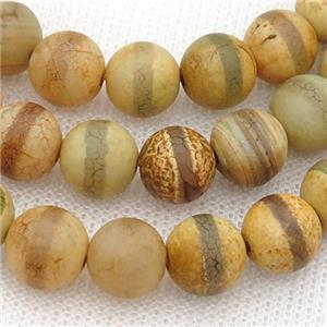 yellow Tibetan Style Agate Beads, Round, approx 12mm dia