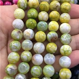 olive dragonVeins Agate Beads, faceted round, approx 10mm dia