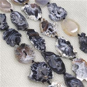 Agate Geode Druzy slice beads, top-drilled, approx 15-30mm