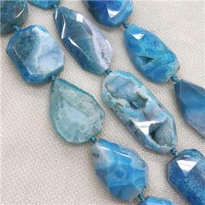 blue Agate Geode Druzy Beads, freeform, approx 10-35mm