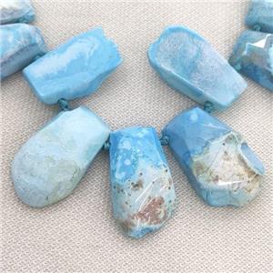 blue Agate trapeziform Beads, graduated, approx 12-24mm, 40mm